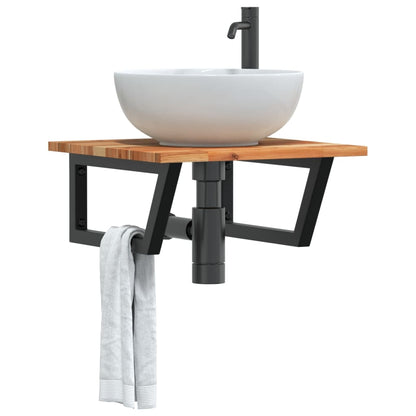 vidaXL Basin Shelf Wall Mounted Steel and Solid Wood Acacia 1