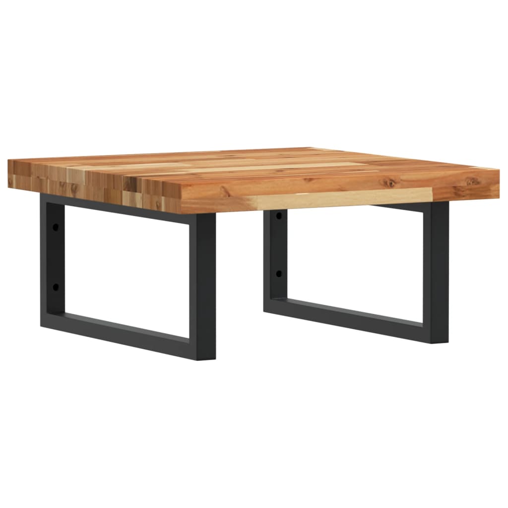 Basin Shelf Wall Mounted Steel and Solid Wood Acacia Rectangular Width 50 cm Dark brown and black 4 cm