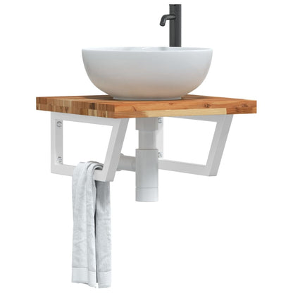 vidaXL Basin Shelf Wall Mounted Steel and Solid Wood Acacia 1
