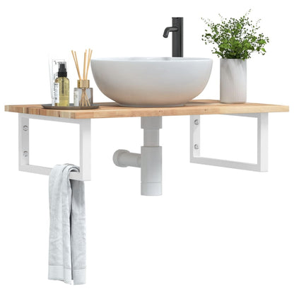 vidaXL Basin Shelf Wall Mounted Steel and Solid Wood Acacia 1