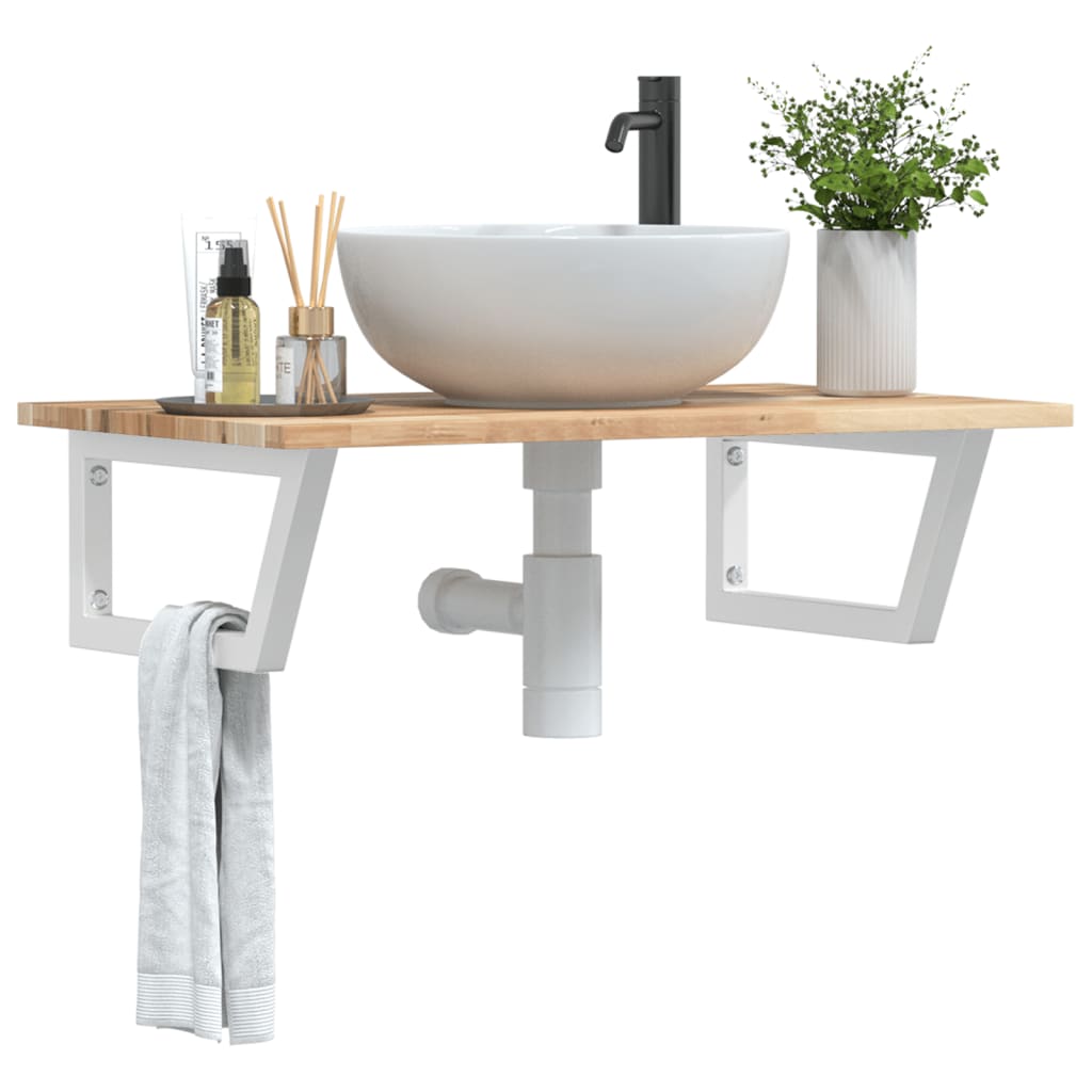 vidaXL Basin Shelf Wall Mounted Steel and Solid Wood Acacia 1