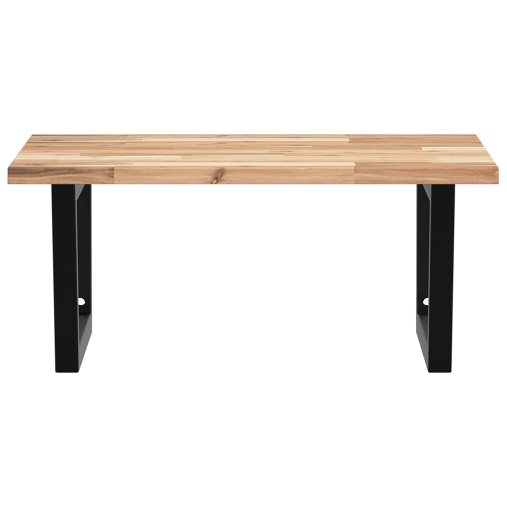 Basin Shelf Wall Mounted Steel and Solid Wood Acacia Trapezium Width 60 cm Brown and black 2 cm