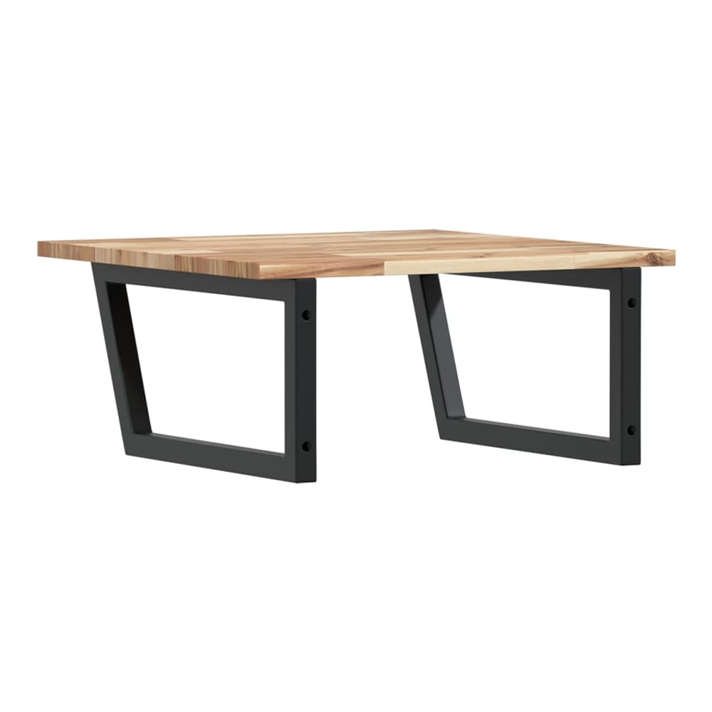 Basin Shelf Wall Mounted Steel and Solid Wood Acacia Trapezium Width 60 cm Brown and black 2 cm