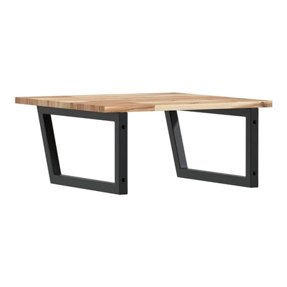 Basin Shelf Wall Mounted Steel and Solid Wood Acacia Trapezium Width 60 cm Brown and black 2 cm