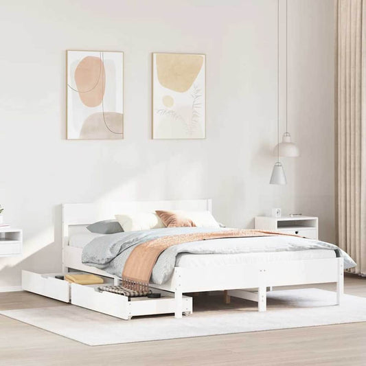 Bed Frame without Mattress Solid Wood Pine Length 190 cm 140 cm