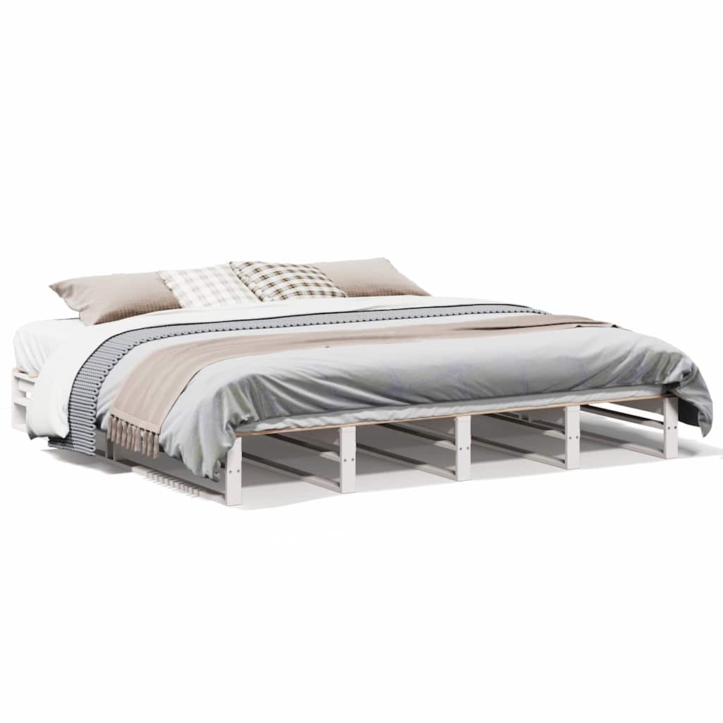 Bed Frame without Mattress Solid Wood Pine Length 200 cm White 180 cm