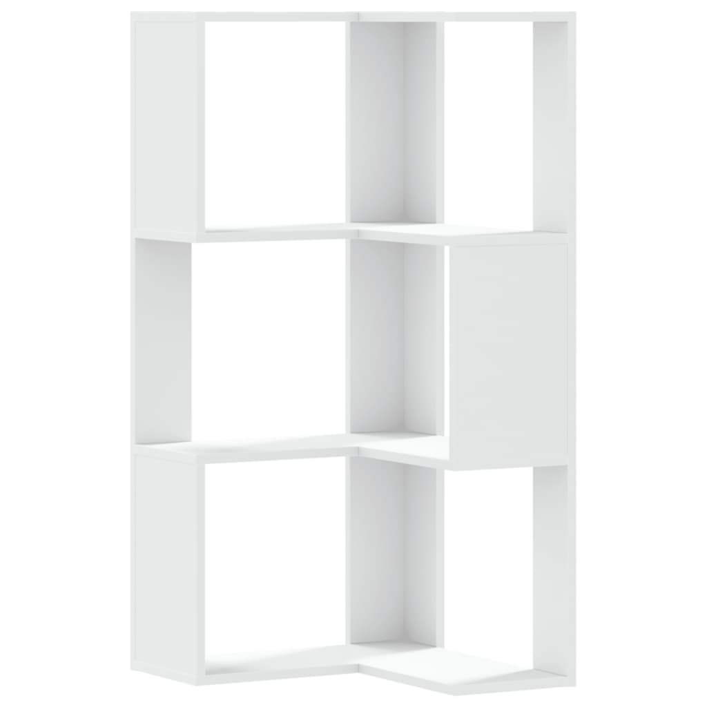 vidaXL Corner Bookcase 3-Tier White 50x50x102 cm Engineered Wood 2