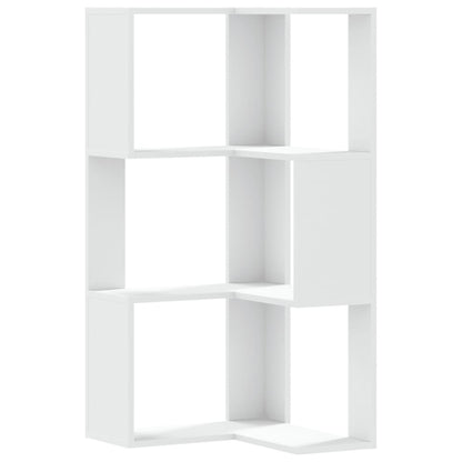 vidaXL Corner Bookcase 3-Tier White 50x50x102 cm Engineered Wood 2