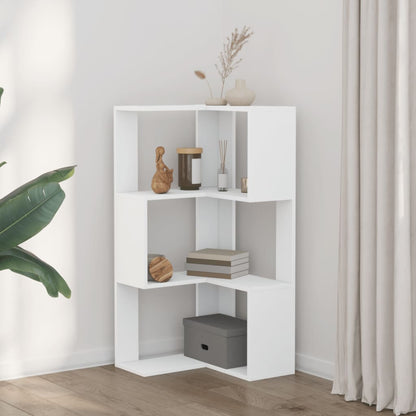 vidaXL Corner Bookcase 3-Tier White 50x50x102 cm Engineered Wood 3