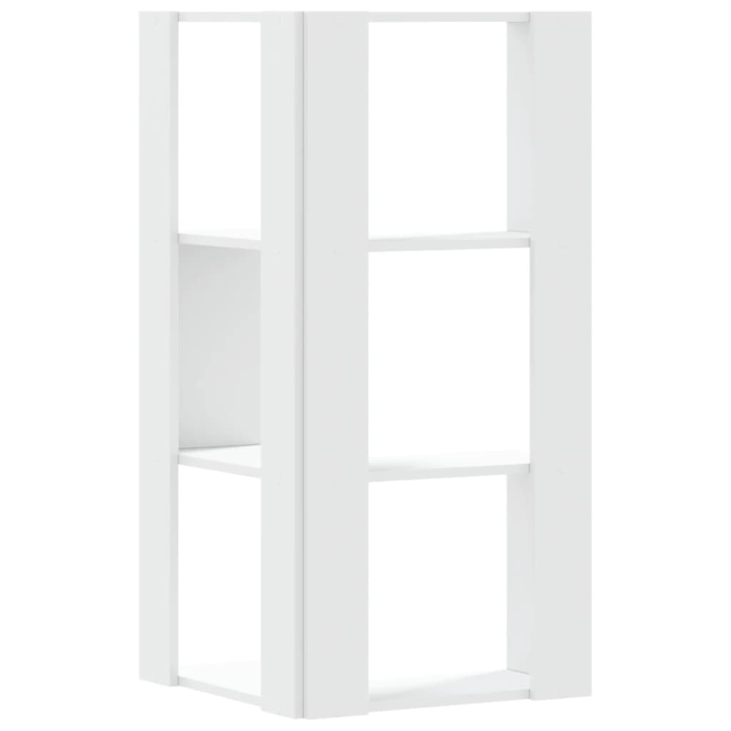 vidaXL Corner Bookcase 3-Tier White 50x50x102 cm Engineered Wood 6