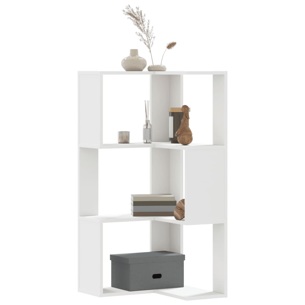 vidaXL Corner Bookcase 3-Tier White 50x50x102 cm Engineered Wood 1