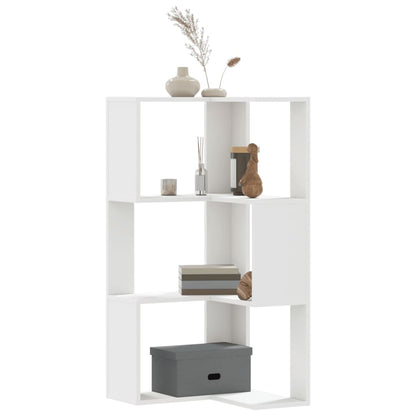 vidaXL Corner Bookcase 3-Tier White 50x50x102 cm Engineered Wood 1