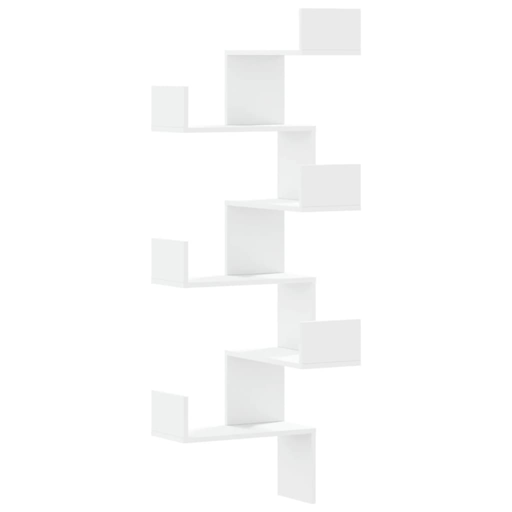 vidaXL Wall Corner Shelf White 45x45x147 cm Engineered Wood 2