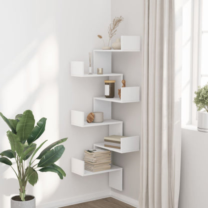 vidaXL Wall Corner Shelf White 45x45x147 cm Engineered Wood 3