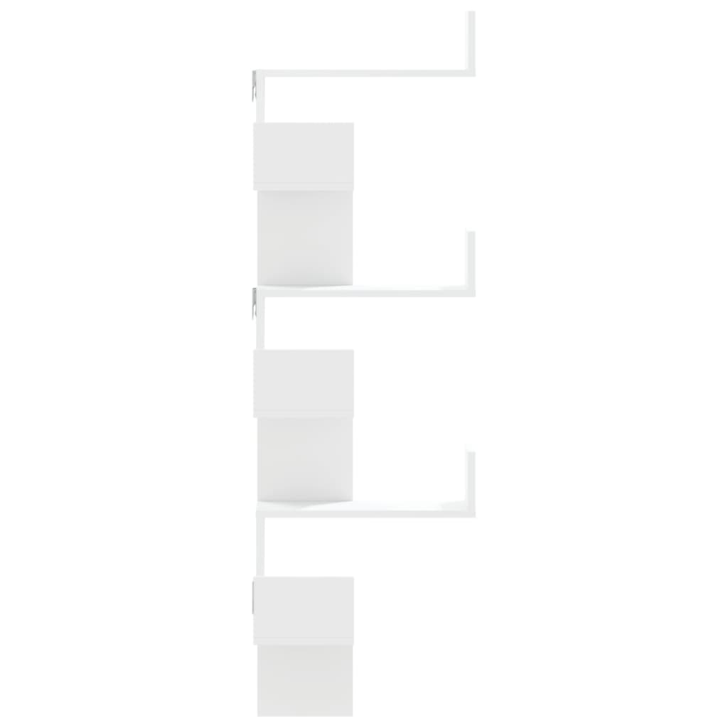 vidaXL Wall Corner Shelf White 45x45x147 cm Engineered Wood 5