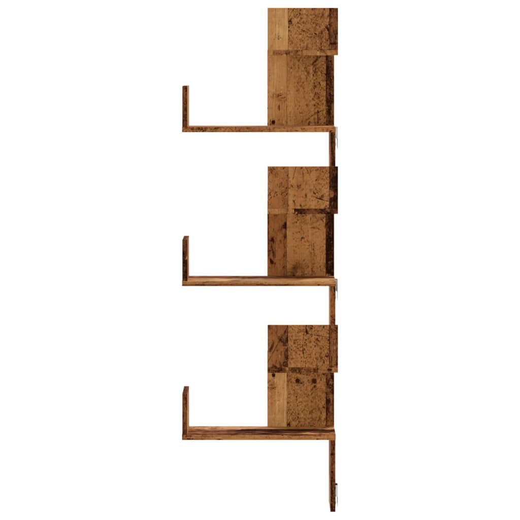 vidaXL Wall Corner Shelf Old Wood 45x45x147 cm Engineered Wood 4