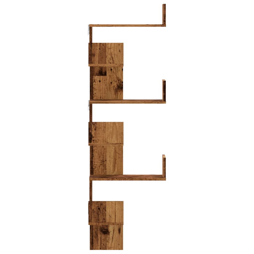 vidaXL Wall Corner Shelf Old Wood 45x45x147 cm Engineered Wood 5