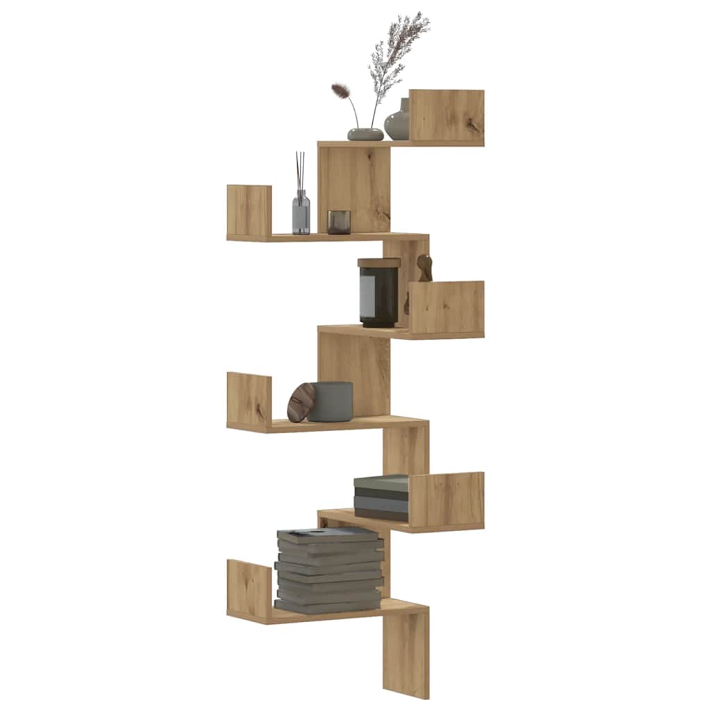 vidaXL Wall Corner Shelf Artisian Oak 45x45x147 cm Engineered Wood 3