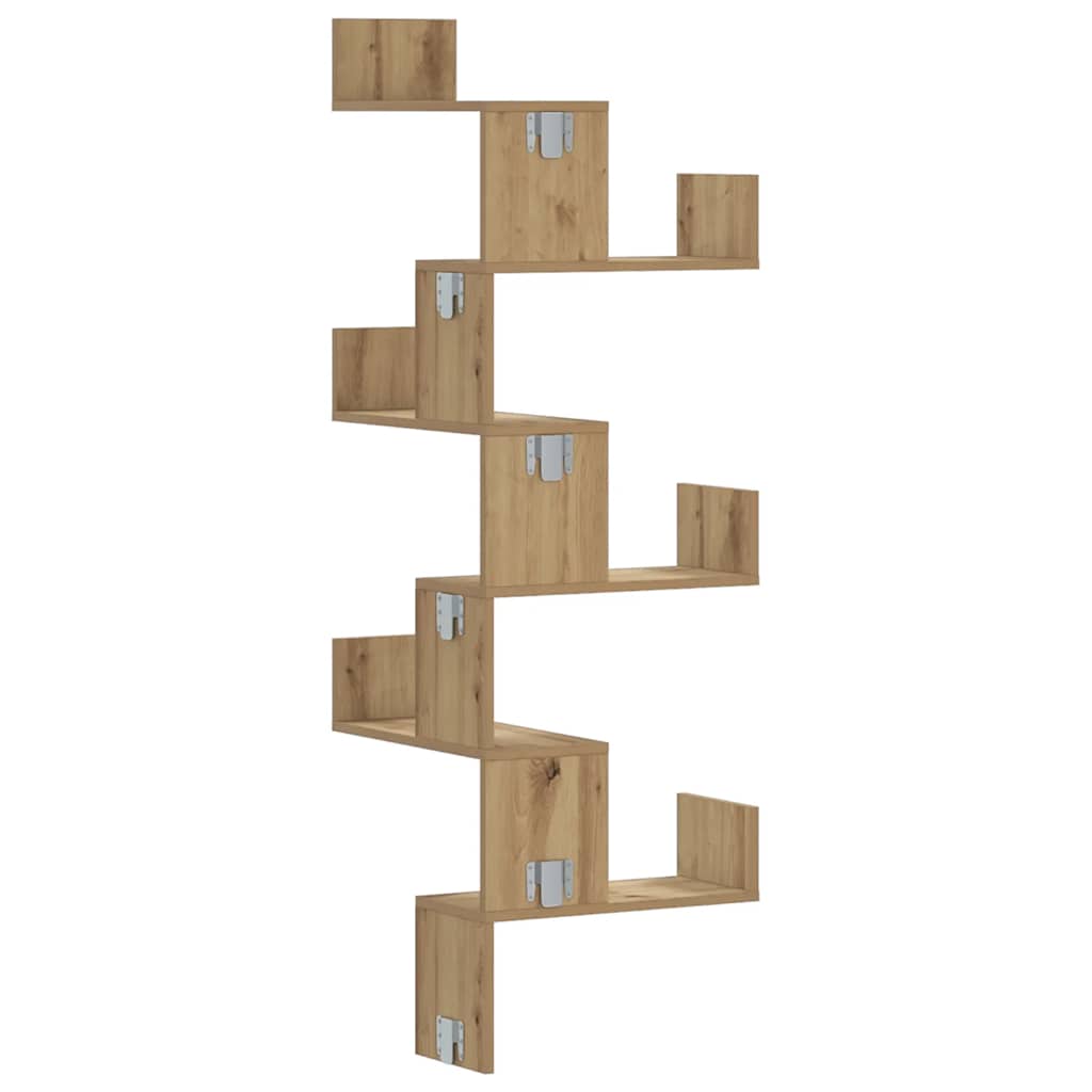 vidaXL Wall Corner Shelf Artisian Oak 45x45x147 cm Engineered Wood 6