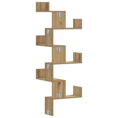 vidaXL Wall Corner Shelf Artisian Oak 45x45x147 cm Engineered Wood 6