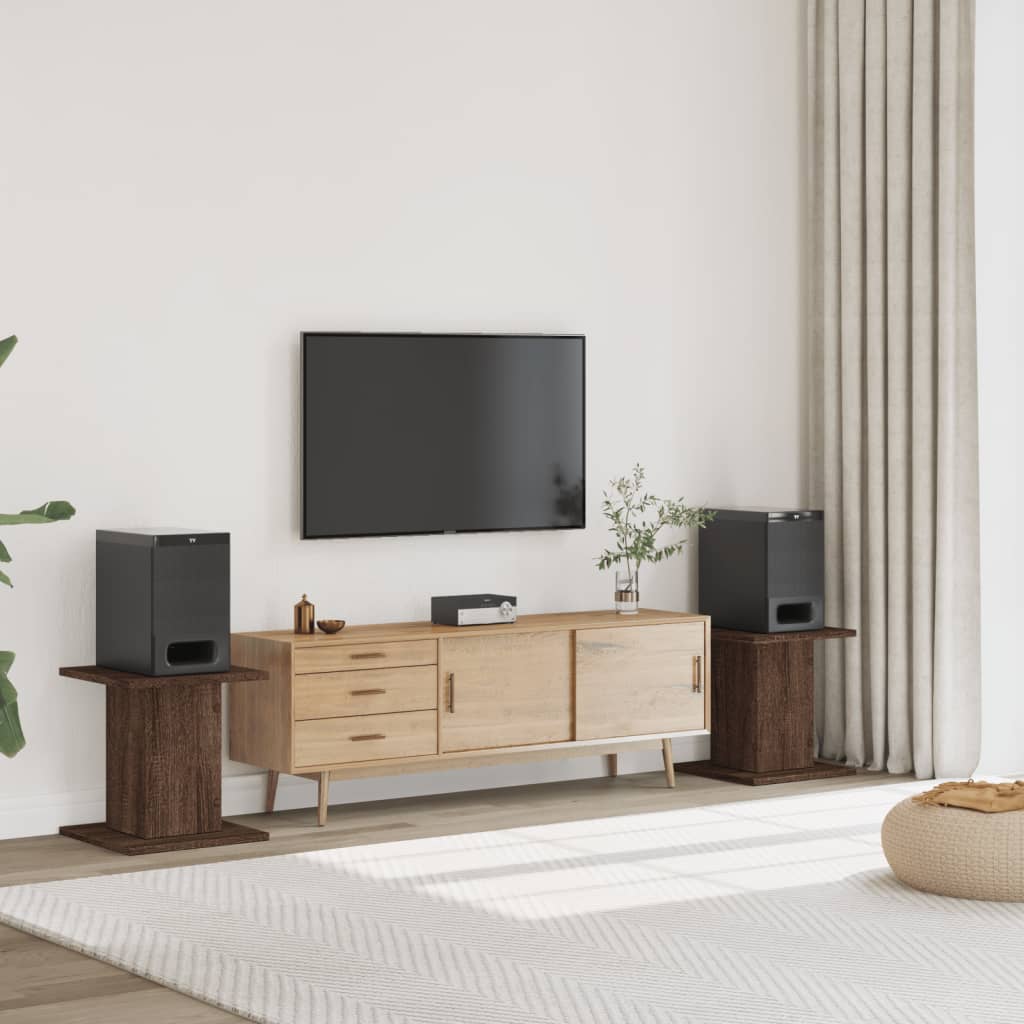 vidaXL Speaker Stands 2 pcs Brown Oak 30x30x40 cm Engineered Wood 1