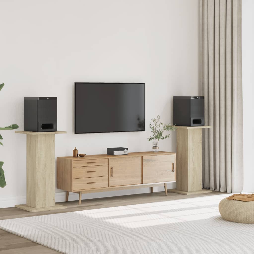 vidaXL Speaker Stands 2 pcs Sonoma Oak 30x30x80 cm Engineered Wood 1