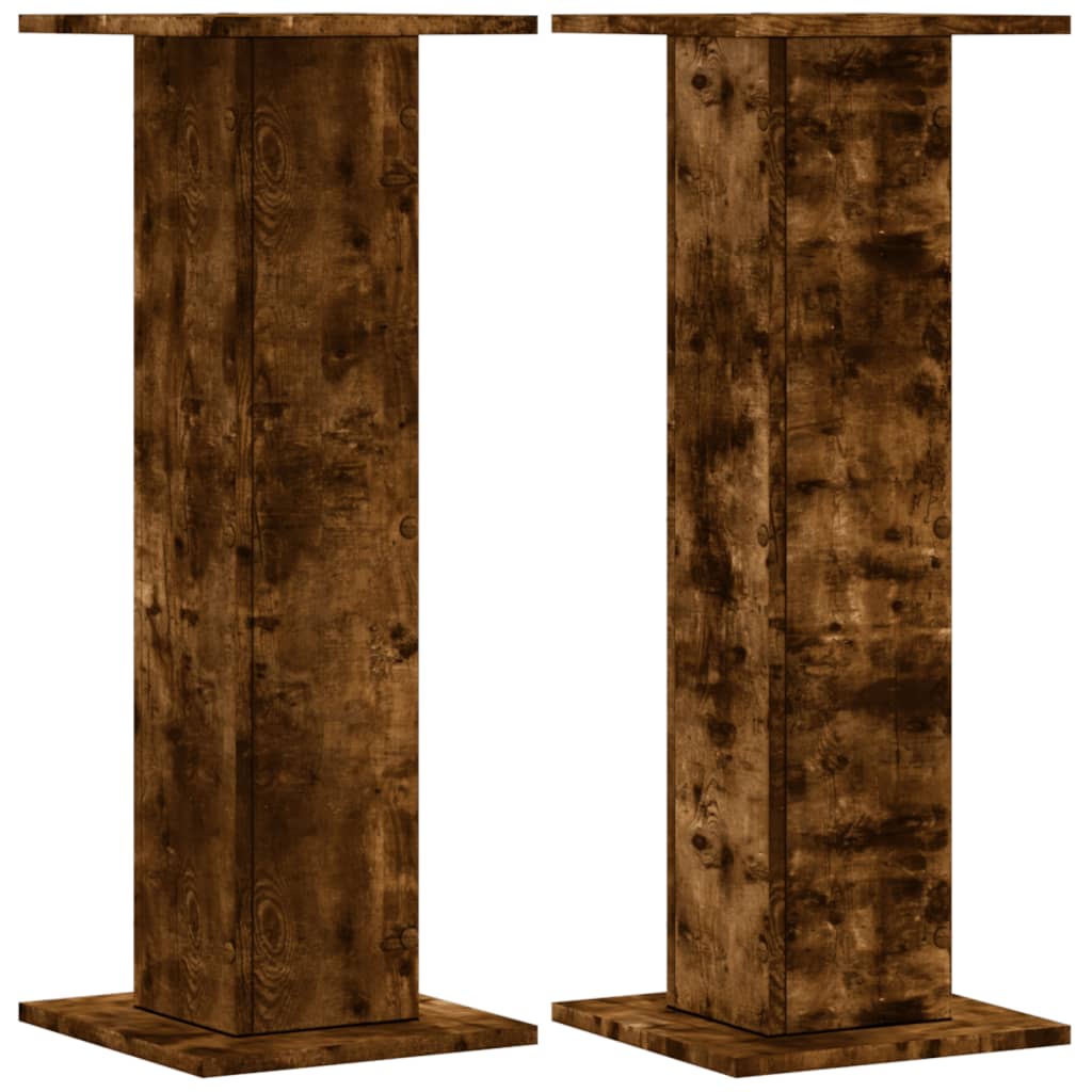 vidaXL Speaker Stands 2 pcs Smoked Oak 30x30x80 cm Engineered Wood 2