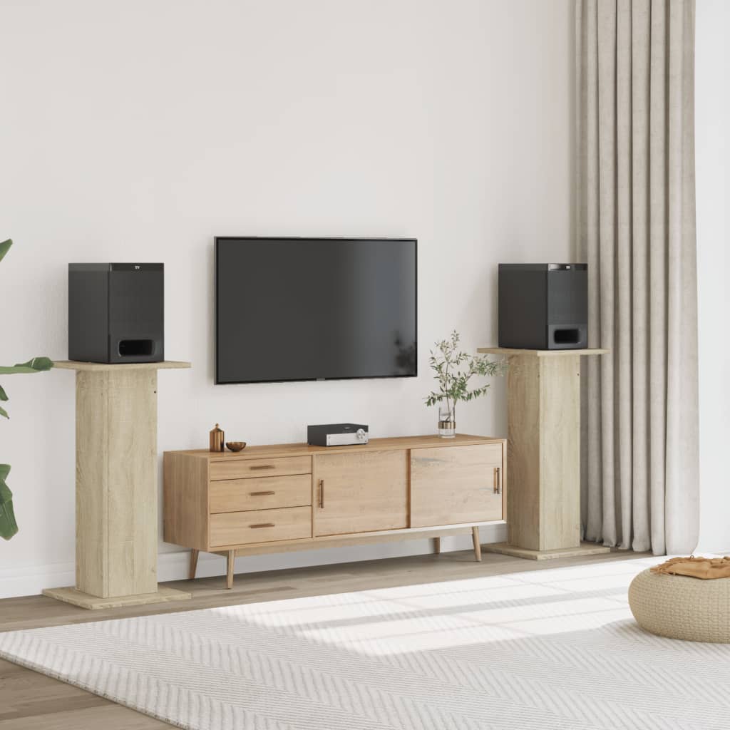 vidaXL Speaker Stands 2 pcs Sonoma Oak 30x30x95 cm Engineered Wood 1