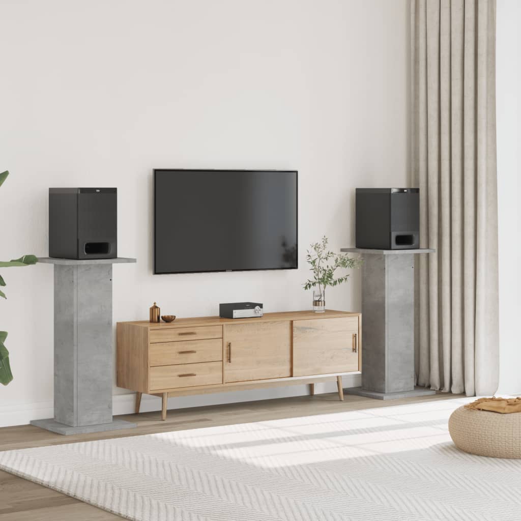 vidaXL Speaker Stands 2 pcs Concrete Grey 30x30x95 cm Engineered Wood 1