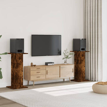 vidaXL Speaker Stands 2 pcs Smoked Oak 30x30x95 cm Engineered Wood 1