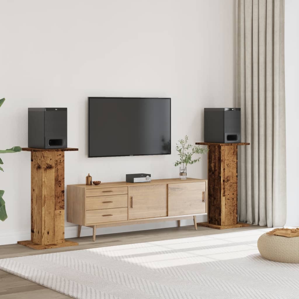 vidaXL Speaker Stands 2 pcs Old Wood 30x30x95 cm Engineered Wood 1