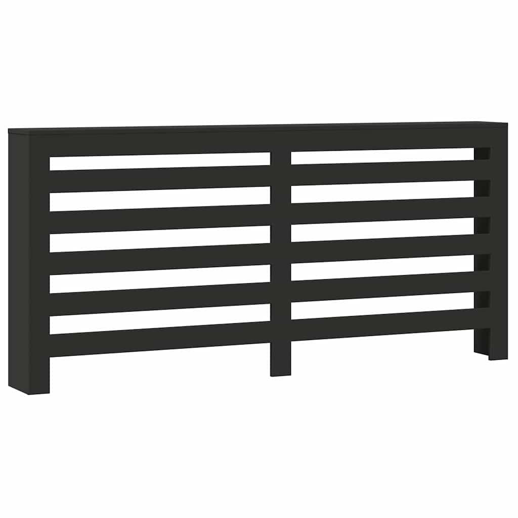 Radiator Cover 175x20x82 cm Engineered Wood Depth 20 cm Horizontal slats Width 175 cm Black