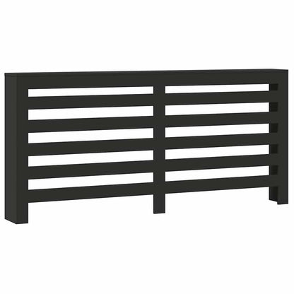 Radiator Cover 175x20x82 cm Engineered Wood Depth 20 cm Horizontal slats Width 175 cm Black