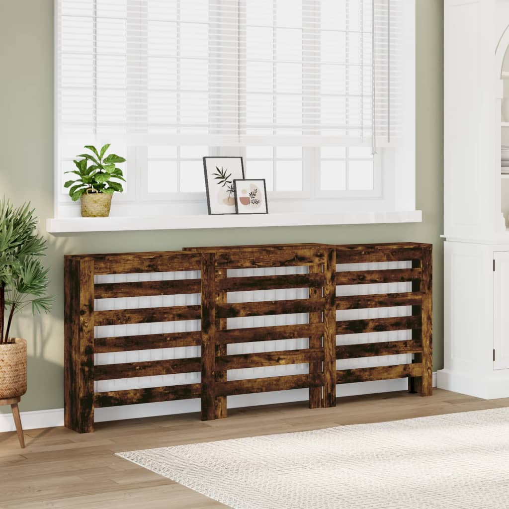 vidaXL Radiator Cover Smoked Oak 205 x 21.5 x 83.5 cm Engineered Wood 1