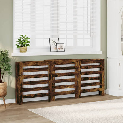 vidaXL Radiator Cover Smoked Oak 205 x 21.5 x 83.5 cm Engineered Wood 1
