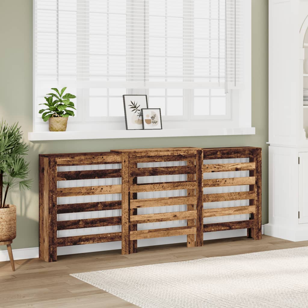vidaXL Radiator Cover Old Wood 205 x 21.5 x 83.5 cm Engineered Wood 1