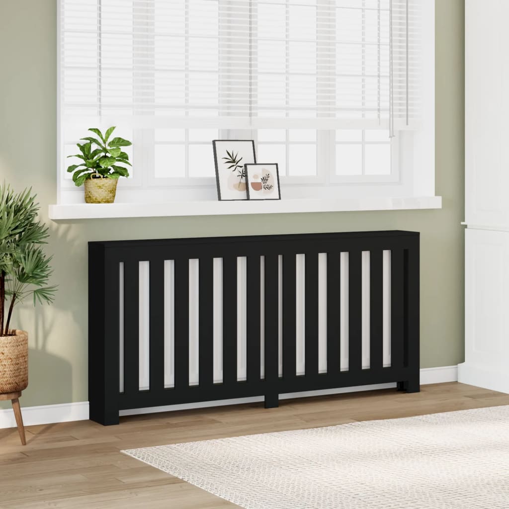vidaXL Radiator Cover Black 175 x 20 x 82 cm Engineered Wood 1
