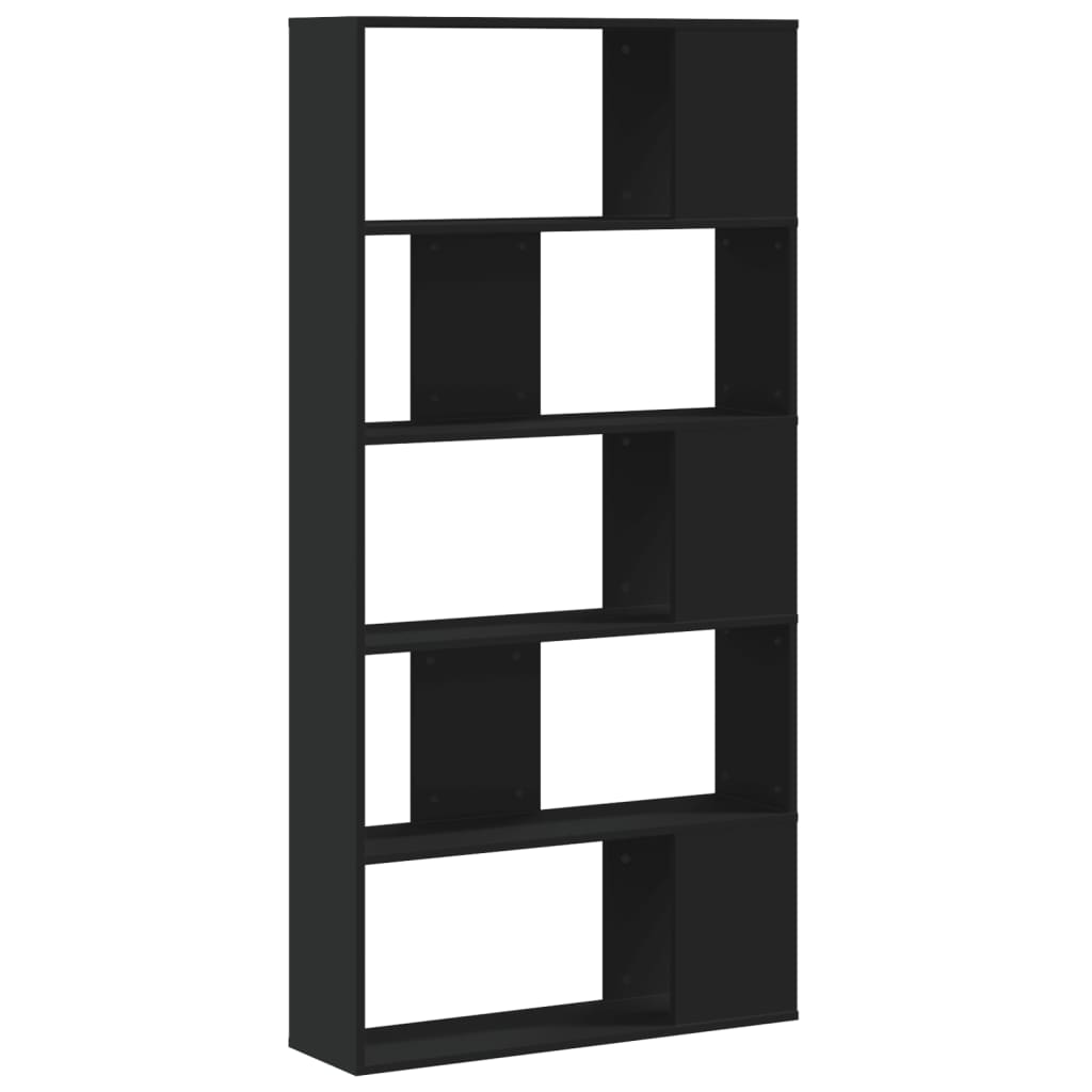 vidaXL Bookcase 5-Tier Black 80,5x23,5x162,5 cm Engineered Wood 5