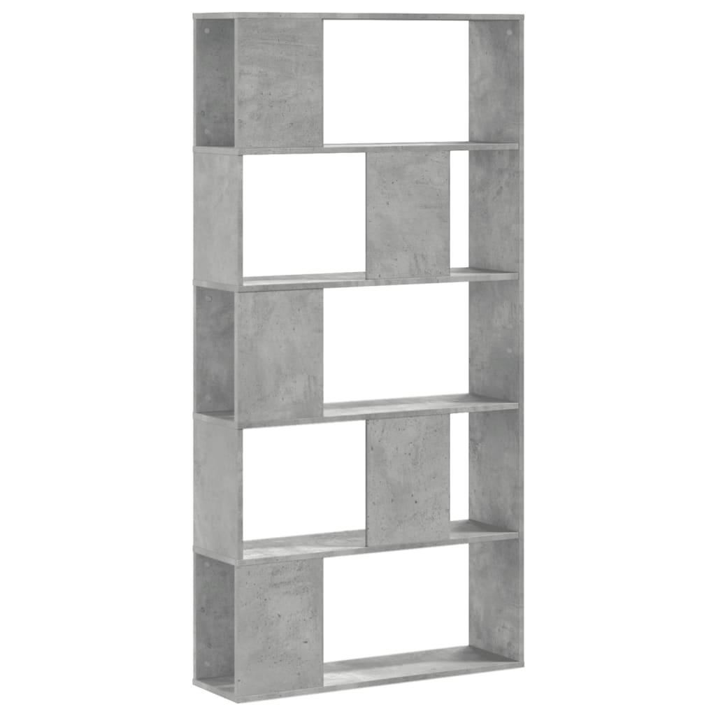 vidaXL Bookcase 5-Tier Concrete Grey 80,5x23,5x162,5 cm Engineered Wood 2