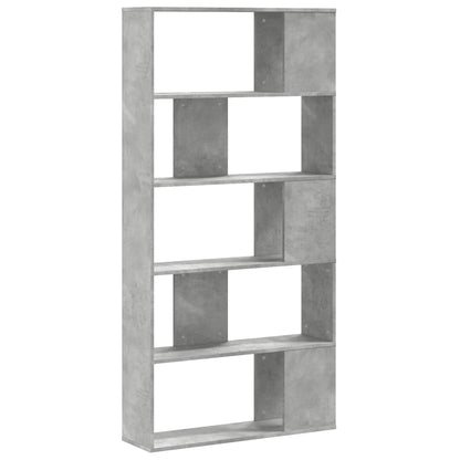 vidaXL Bookcase 5-Tier Concrete Grey 80,5x23,5x162,5 cm Engineered Wood 5