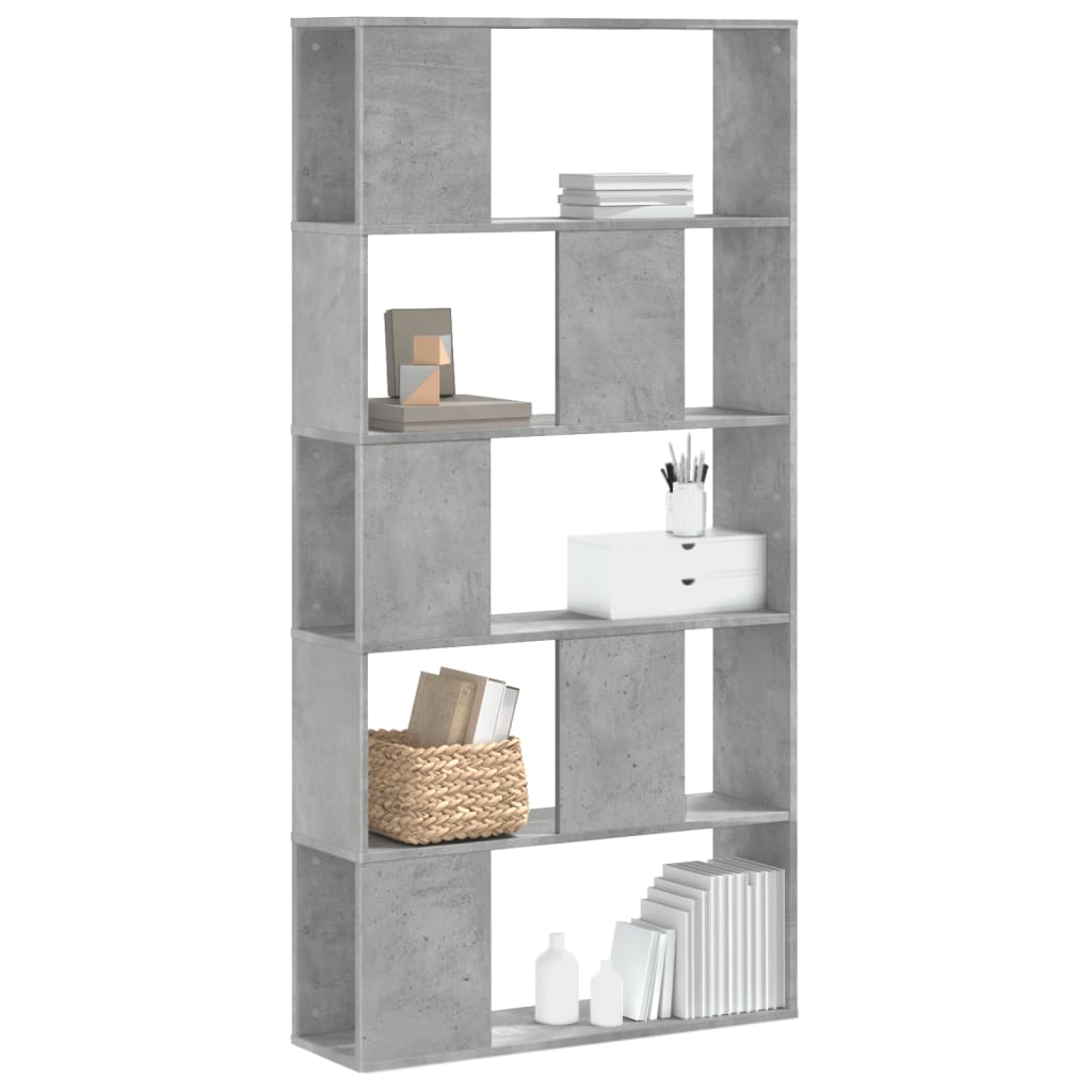 vidaXL Bookcase 5-Tier Concrete Grey 80,5x23,5x162,5 cm Engineered Wood 1