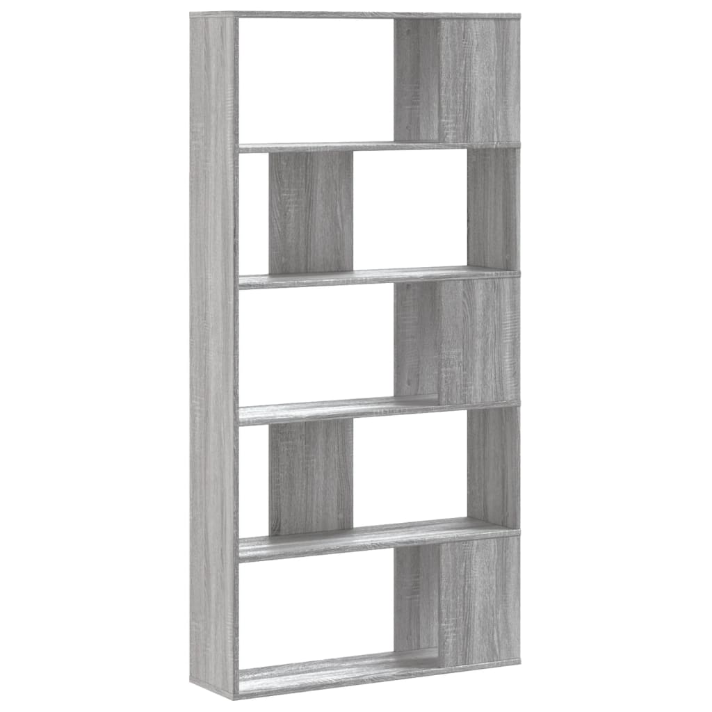 vidaXL Bookcase 5-Tier Grey Sonoma 80,5x23,5x162,5 cm Engineered Wood 4