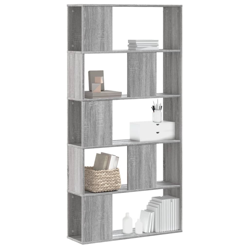 vidaXL Bookcase 5-Tier Grey Sonoma 80,5x23,5x162,5 cm Engineered Wood 1