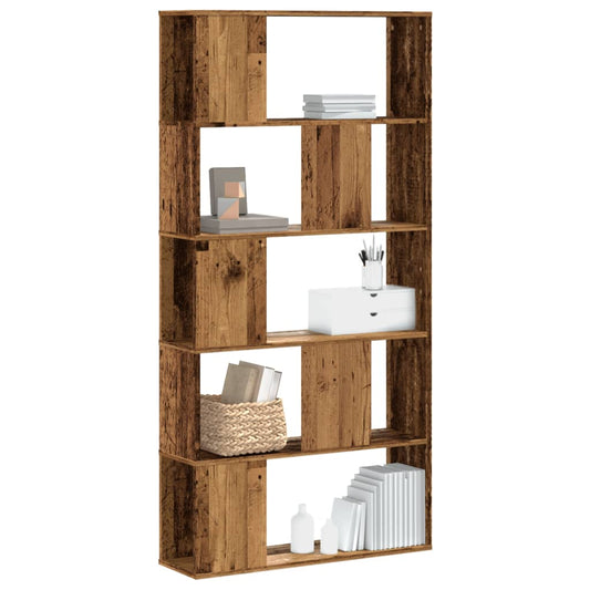 vidaXL Bookcase 5-Tier Old Wood 80,5x23,5x162,5 cm Engineered Wood 1
