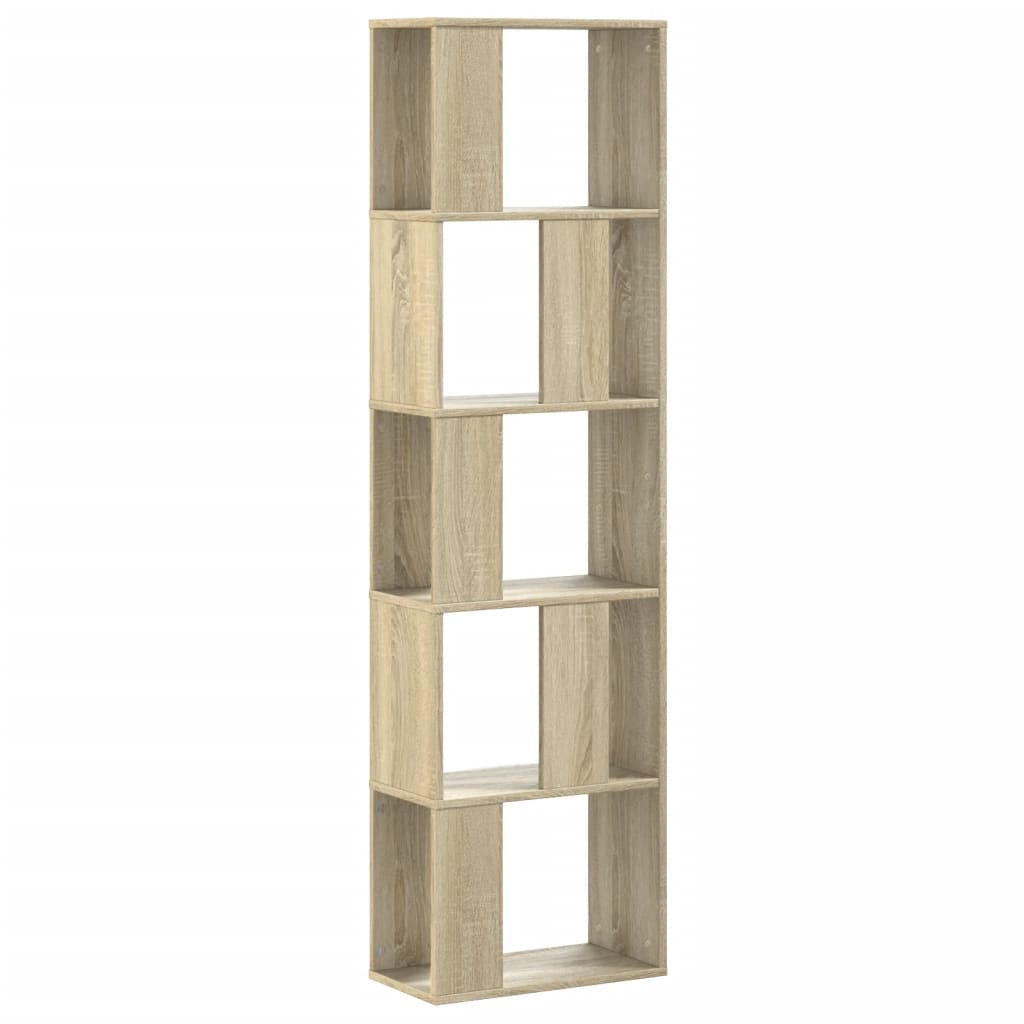 vidaXL Bookcase 5-Tier Sonoma Oak 45x23,5x162,5 cm Engineered Wood 2