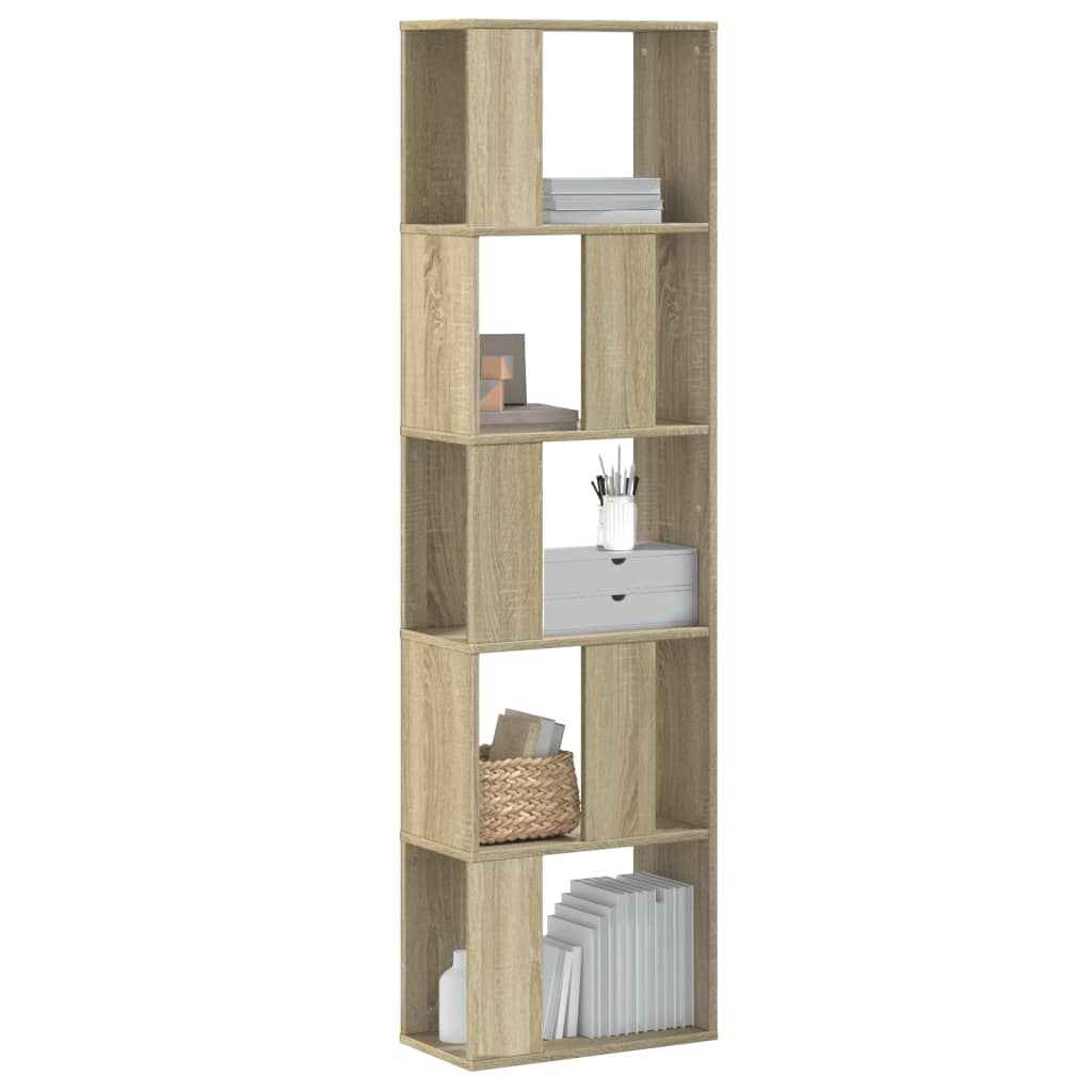 vidaXL Bookcase 5-Tier Sonoma Oak 45x23,5x162,5 cm Engineered Wood 1