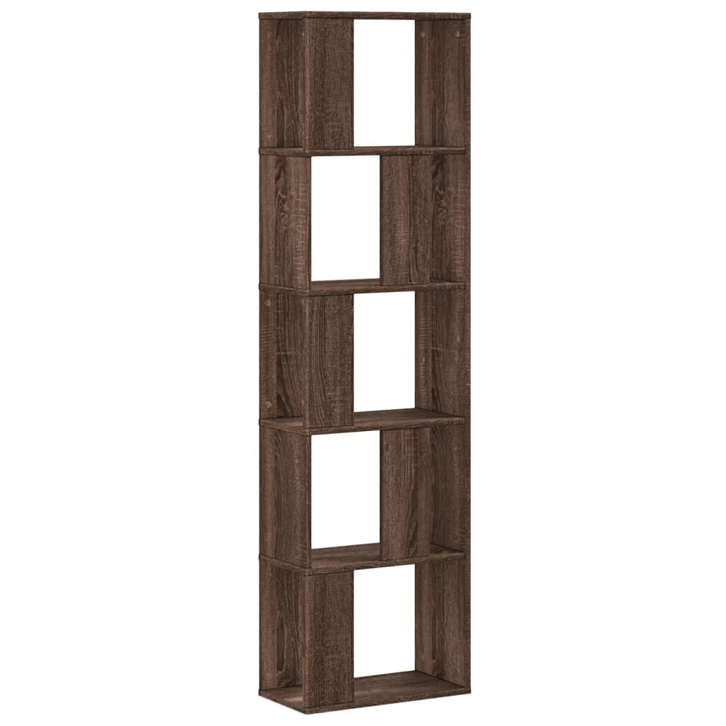 vidaXL Bookcase 5-Tier Brown Oak 45x23,5x162,5 cm Engineered Wood 2