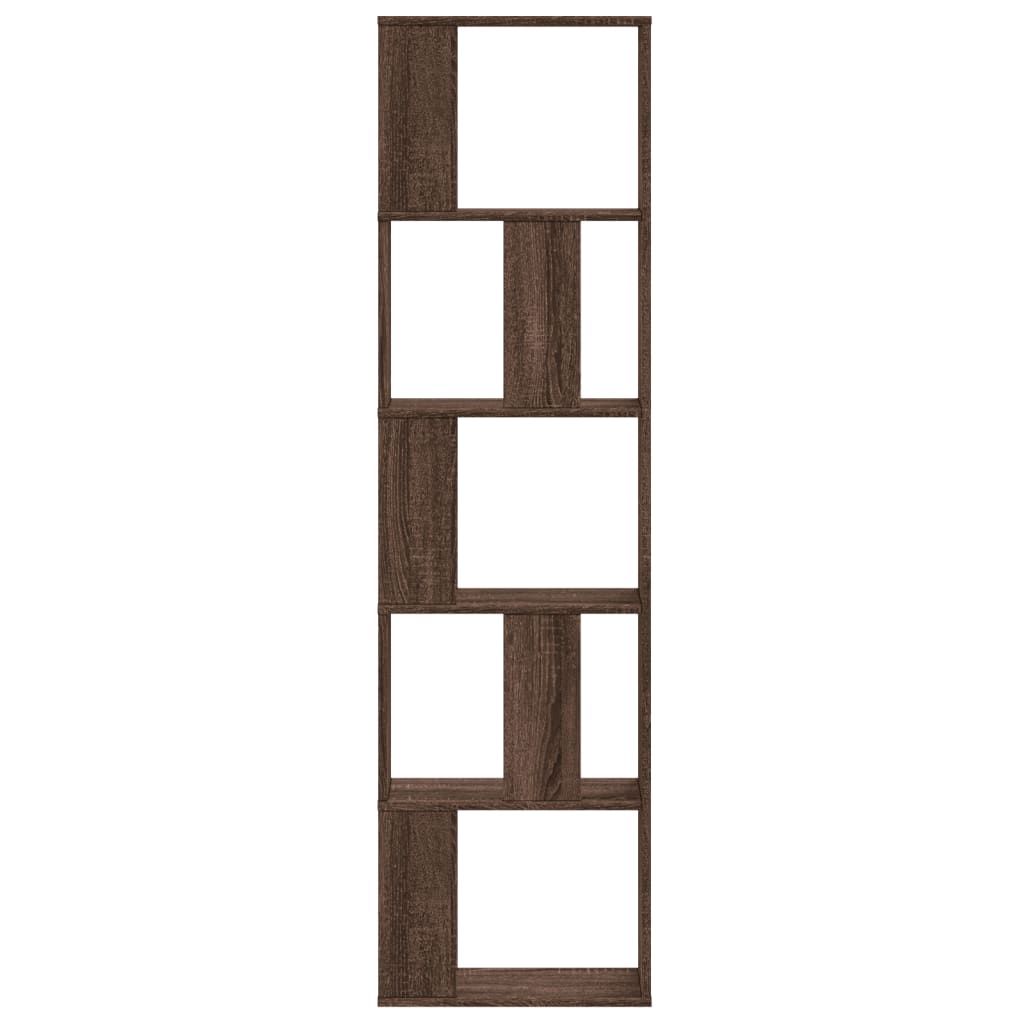 vidaXL Bookcase 5-Tier Brown Oak 45x23,5x162,5 cm Engineered Wood 3