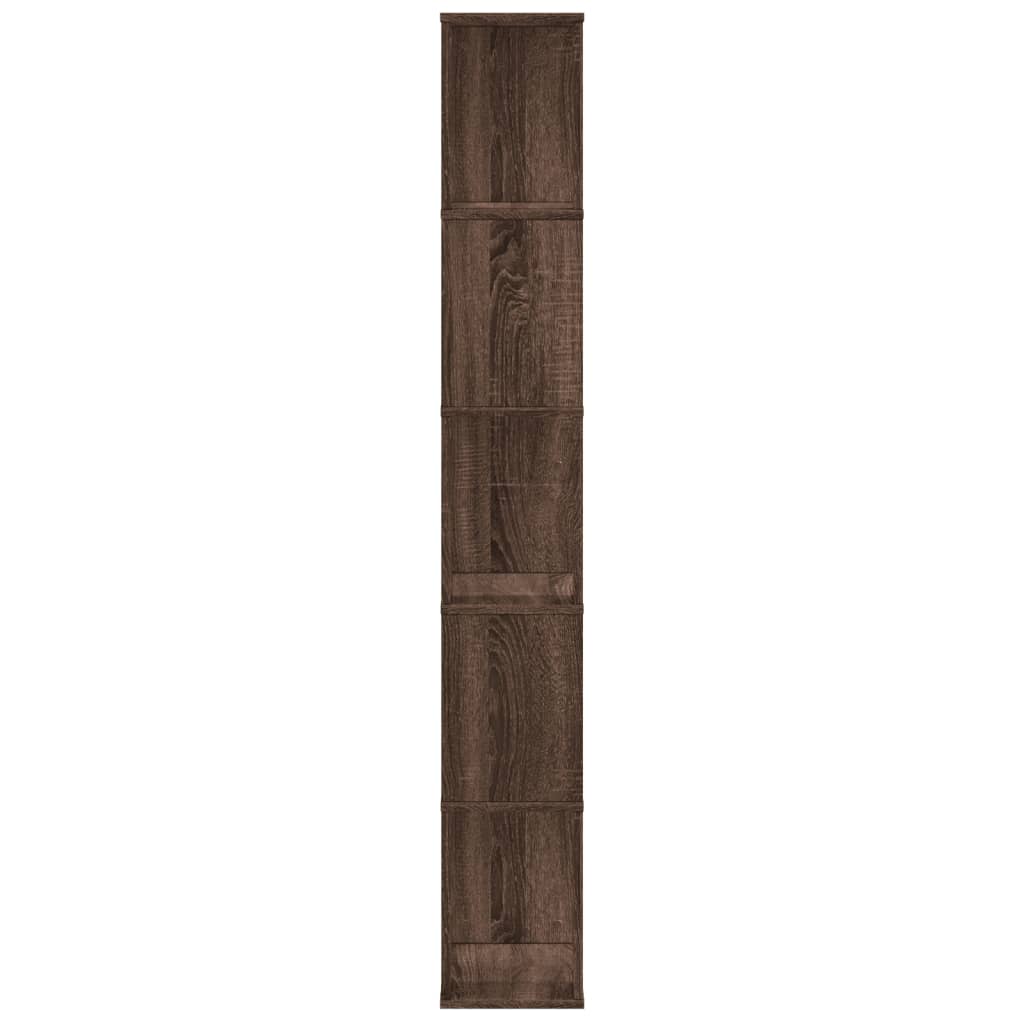 vidaXL Bookcase 5-Tier Brown Oak 45x23,5x162,5 cm Engineered Wood 5