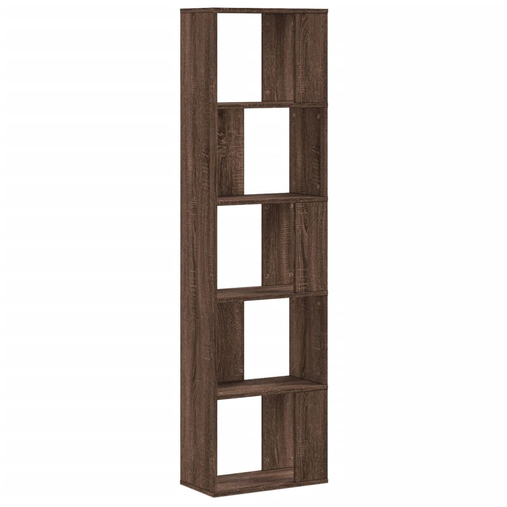 vidaXL Bookcase 5-Tier Brown Oak 45x23,5x162,5 cm Engineered Wood 4